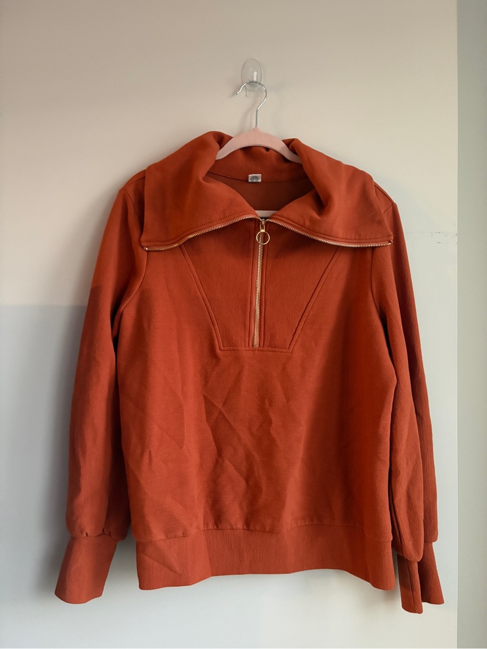Women’s Half-Zip Funnel Neck Sweater - Rust
